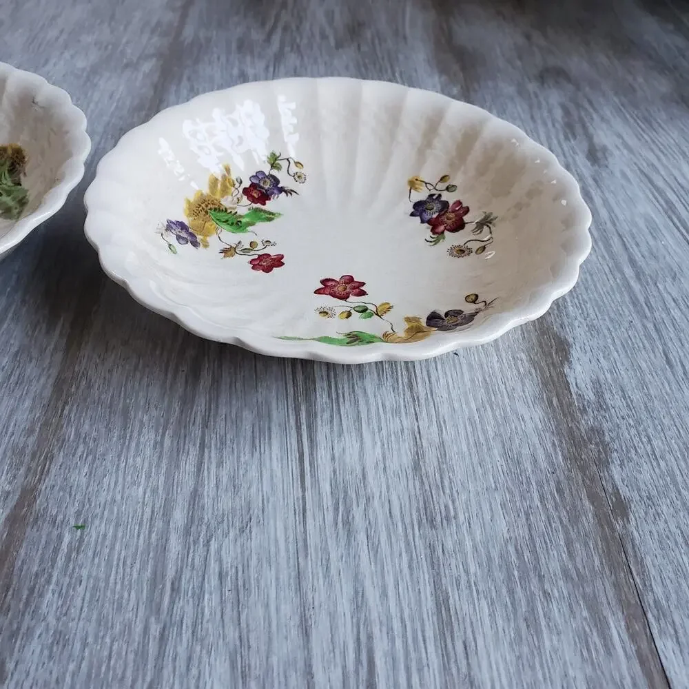 Vintage Copeland Spode Wicker Lane Cereal Fruit Bowls Set of 2 Made in England